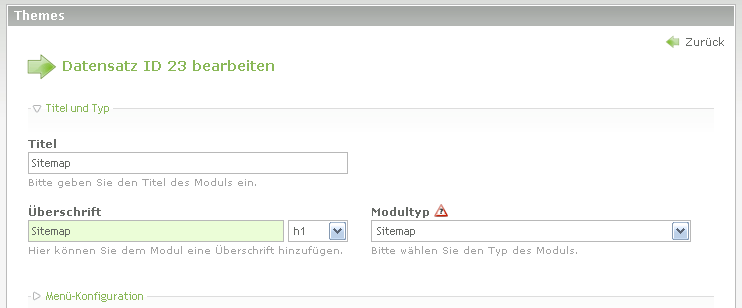 Modul Einstellungen 1