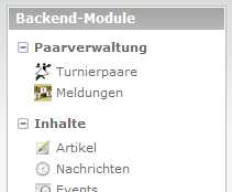Backend Tunierpaar Verwaltung
