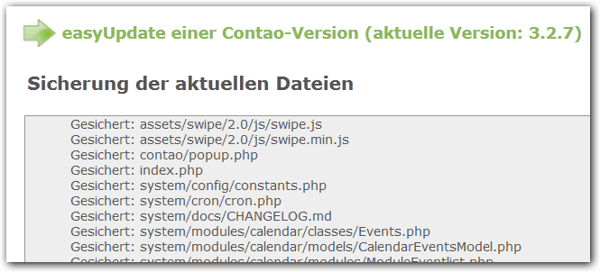Anzeige der Dateien die gesichert werden