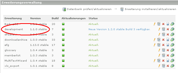 Extension Repository - development