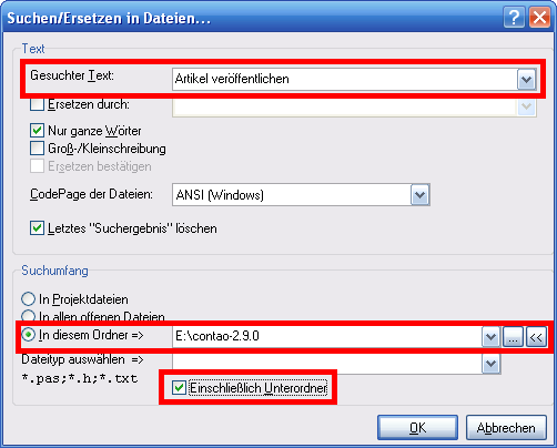 PSPad Suchmaske Einstellungen