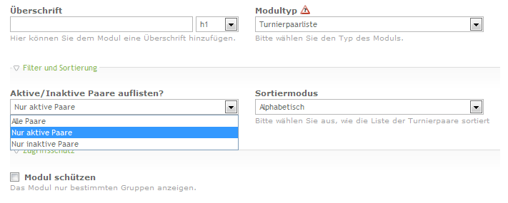 Modul Einstellungen