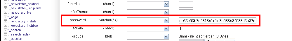 Neues Passwort eintragen Variante 2