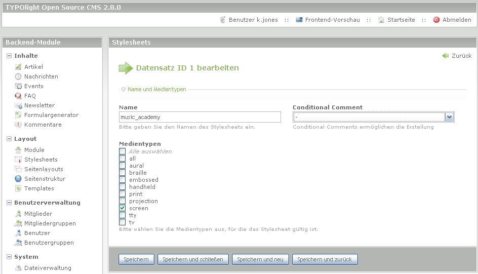Neues Stylesheet erstellen