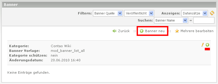 Einen neuen Banner anlegen