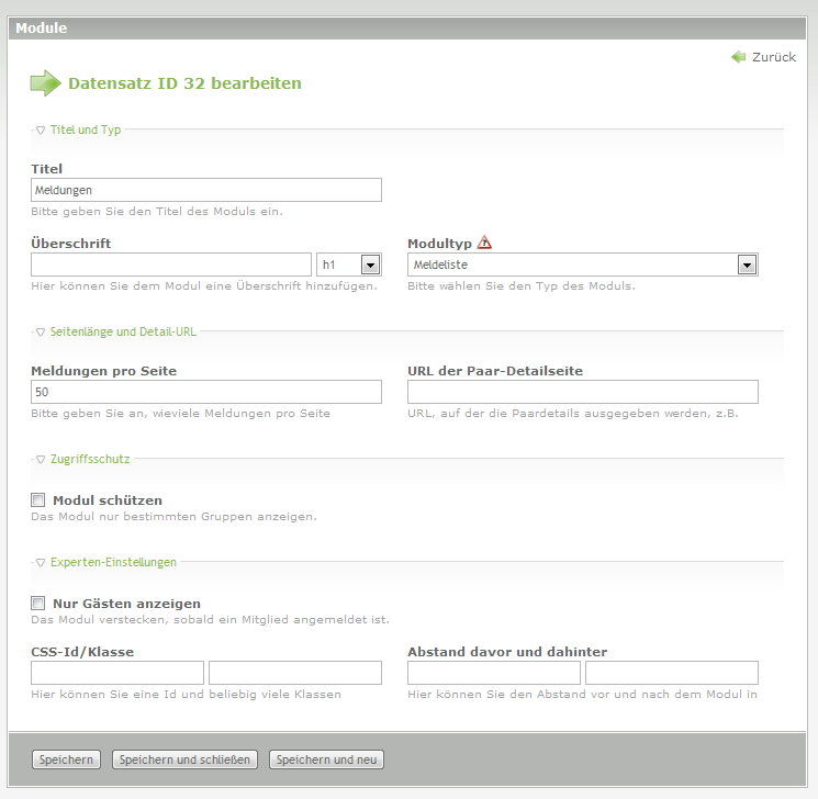 Backend Modulerstellung