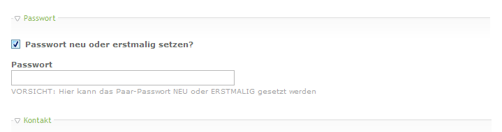 Passwort neu eingeben