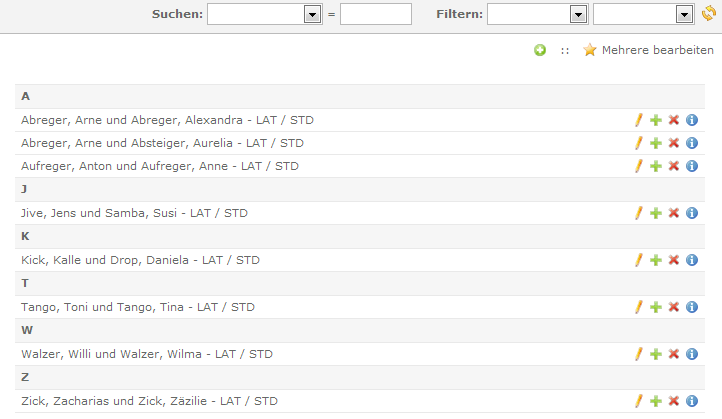 Datensätze sortiert