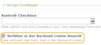 Catalog - Feld Eigenschaften: Liste im Backend nach diesem Feld sortieren