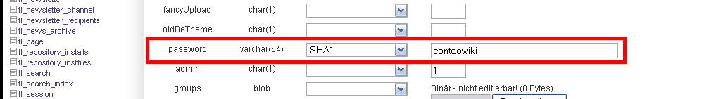 Neues Passwort eintragen Variante 1