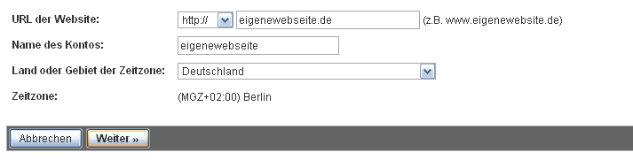 Webseiten Angaben
