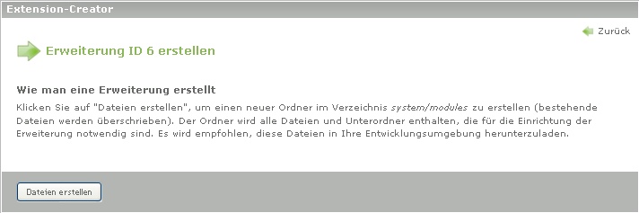 Extension Creator - Warnung