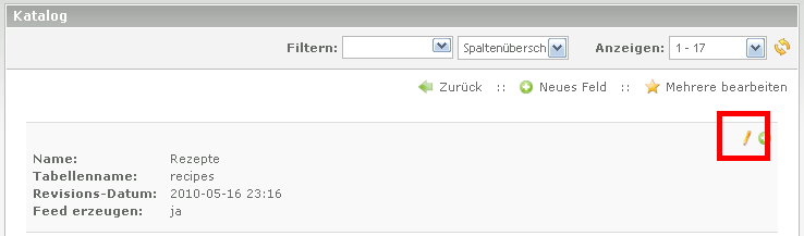 Cat Catalog editieren