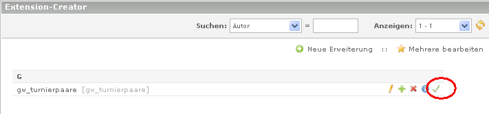 Extension Creator - Übersicht