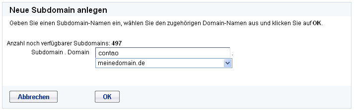Subdomain anlegen