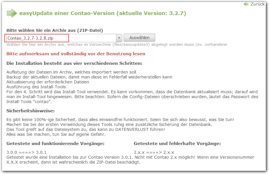 Auswahl der ZIP-Datei