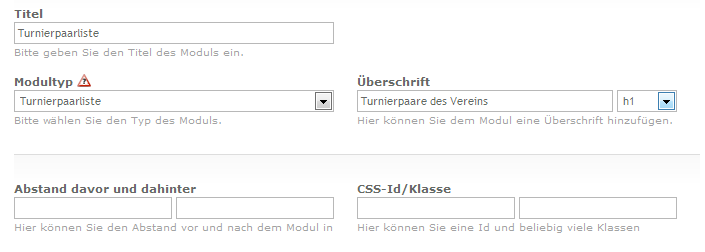 Modul Tunierpaarliste